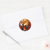 Roaring-leeuw Ronde Sticker (Envelop)