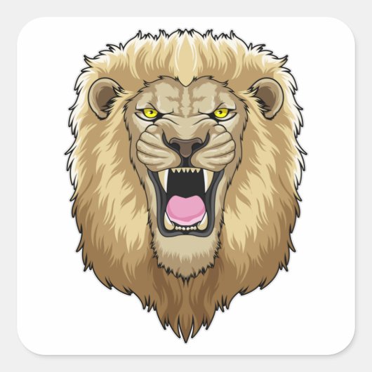 Roaring-leeuw Vierkante Sticker (Voorkant)