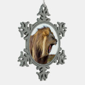 Roaring leeuw vol tanden tin sneeuwvlok ornament (Links)