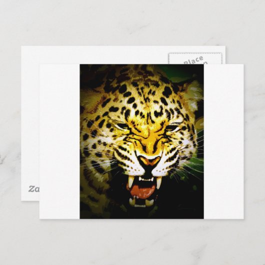 Roaring Leopard Briefkaart (Voorkant / Achterkant)