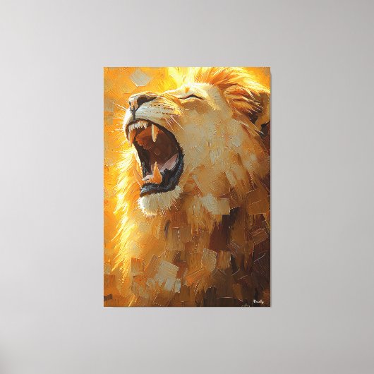 Roaring Lion beroemd gemaakt door Dynamic Impasto  Canvas Afdruk (Voorkant)