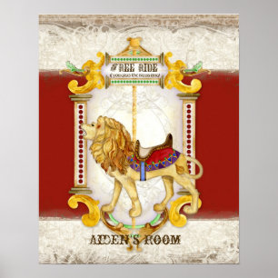 Roaring Lion Brass Ring, Circus Carrousel  Poster