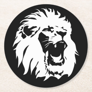 Roaring Lion Face Ronde Kartonnen Onderzetter