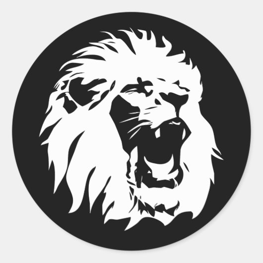 Roaring Lion Face Ronde Sticker (Voorkant)