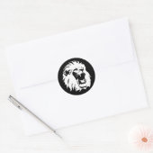 Roaring Lion Face Ronde Sticker (Envelop)