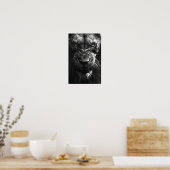 Roaring Lion Front Uitzicht Fotorealistisch Zwart  Poster (Keuken)