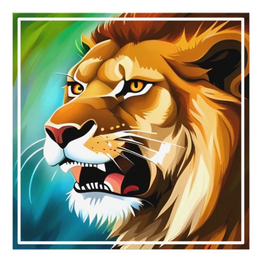 Roaring Lion Side Posed Portrait-57566 Foto Afdruk (Voorkant)