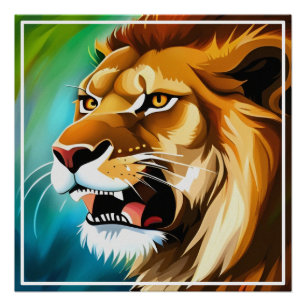 Roaring Lion Side Posed Portrait-57566 Perfect Poster