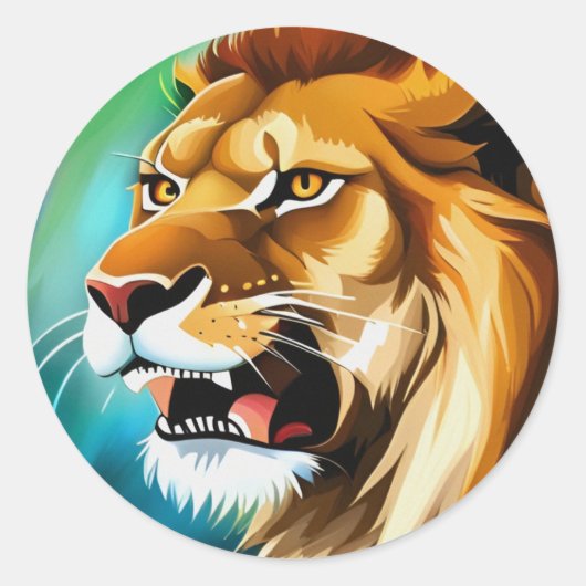 Roaring Lion Side Posed Portrait-57566 Ronde Sticker (Voorkant)