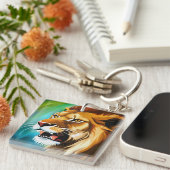 Roaring Lion Side Posed Portrait-57566 Sleutelhanger (Voorkant Rechts)