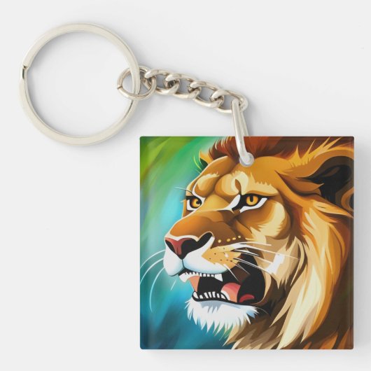 Roaring Lion Side Posed Portrait-57566 Sleutelhanger (Voorkant)