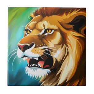Roaring Lion Side Posed Portrait-57566 Tegeltje