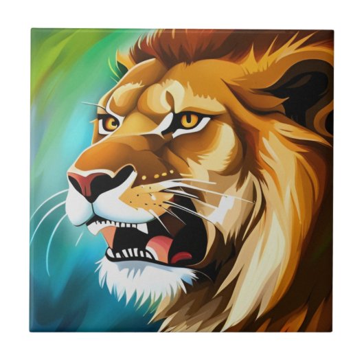 Roaring Lion Side Posed Portrait-57566 Tegeltje (Voorkant)