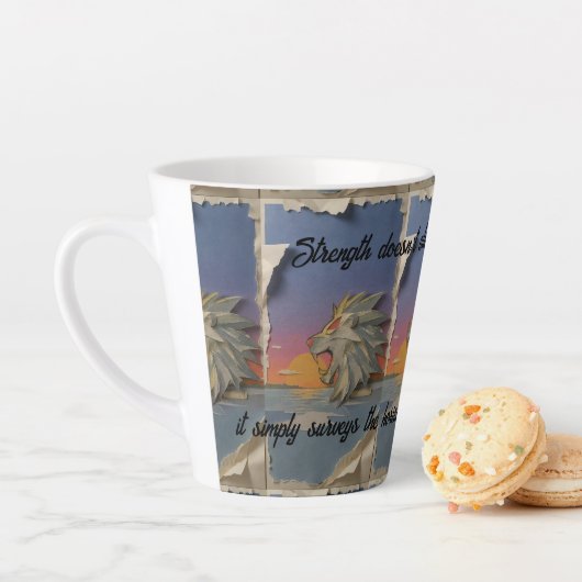 Roaring Lion Sunrise Papercut Latte Mug Mok (In situ)