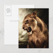 Roaring lioness against stormy briefkaart (Voorkant / Achterkant)