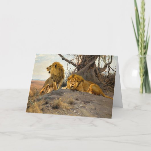 Roaring Lions | Wilhelm Kuhnert Kaart (Voorkant)