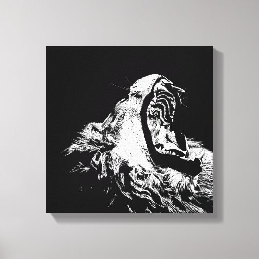 Roaring met de muur van Lion Canvas Afdruk (Voorkant)