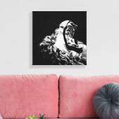 Roaring met de muur van Lion Canvas Afdruk (Insitu (Woonkamer))