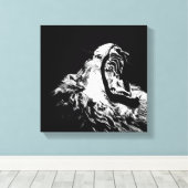 Roaring met de muur van Lion Canvas Afdruk (Insitu (Houten vloer))