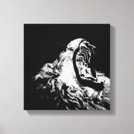 Roaring met de muur van Lion Canvas Afdruk