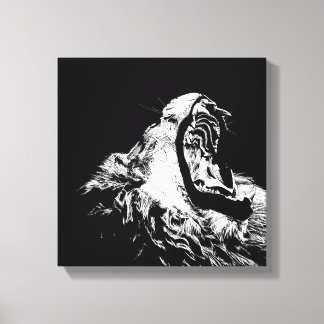 Roaring met de muur van Lion Canvas Afdruk