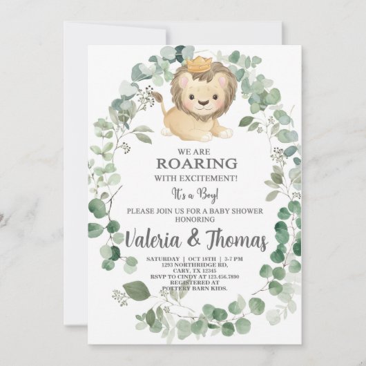 Roaring met opwinding baby shower nodigt uit. kaart (Voorkant)