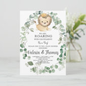 Roaring met opwinding baby shower nodigt uit. kaart (Staand voorkant)