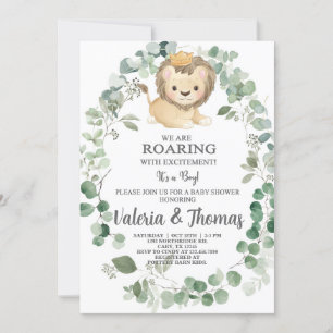 Roaring met opwinding baby shower nodigt uit. kaart