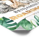 Roaring One Oerwoud Safari 1st Birthday Party Poster (Hoek)