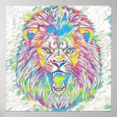 Roaring Pastel Regenboog Leeuw Kunst Poster (Voorkant)