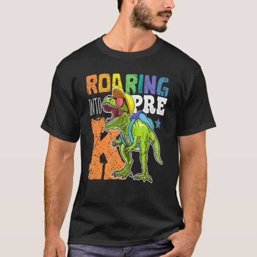 Roaring Pre K Dinosaur Rex Back To School Boys T-shirt (Voorkant)
