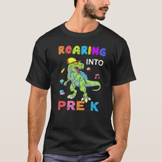 Roaring Pre K Dinosaur Rex Back To School Boys T-shirt (Voorkant)