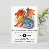 Roaring Rainbow Dragon Birthday Kaart (Staand voorkant)