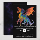 Roaring Rainbow Dragon verjaardagsuitnodiging Kaart (Voorkant / Achterkant)