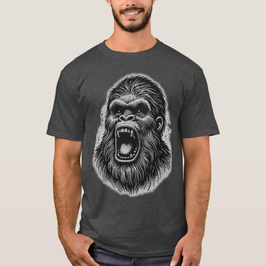 Roaring Sasquatch Agressief Gedrag Grafisch T-shir T-shirt (Voorkant)