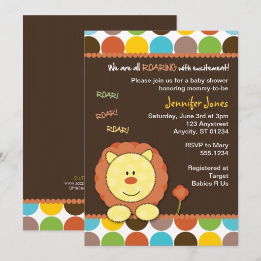 Roaring Stippen Baby shower Kaart (Voorkant / Achterkant)