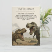 Roaring T-Rex Duo in Realistic Birthday Kaart (Staand voorkant)