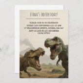 Roaring T-Rex Duo in Realistic Birthday Kaart (Voorkant / Achterkant)