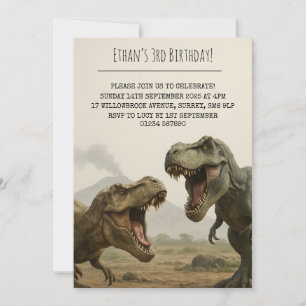 Roaring T-Rex Duo in Realistic Birthday Kaart