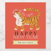 Roaring Tiger Chinees nieuwjaar 2022 Wijn Etiket (Enkel label)