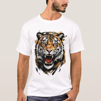 Roaring Tiger Face Vector Illustratie T-shirt