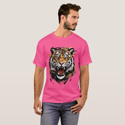 Roaring Tiger Face Vector Illustratie T-shirt (Voorkant volledig)