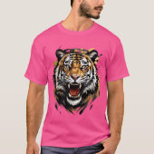 Roaring Tiger Face Vector Illustratie T-shirt (Voorkant)