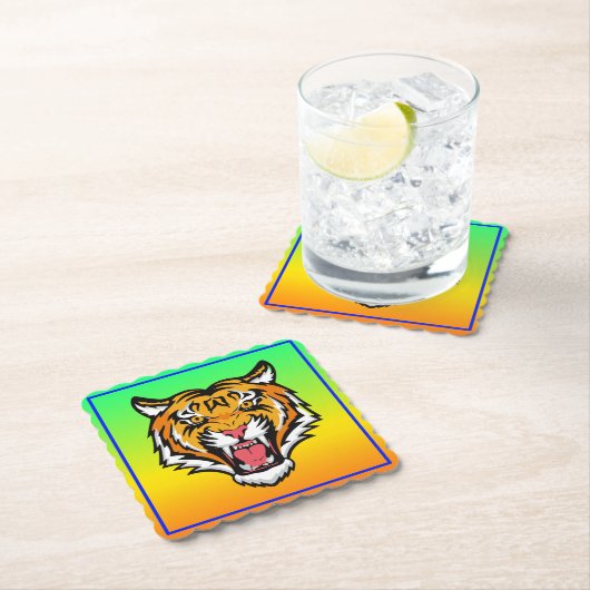 Roaring Tiger Head-25818 Kartonnen Onderzetters (Insitu)