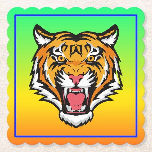 Roaring Tiger Head-25818 Kartonnen Onderzetters (Voorkant)