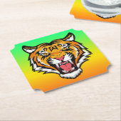 Roaring Tiger Head-25818 Kartonnen Onderzetters (Gekanteld)
