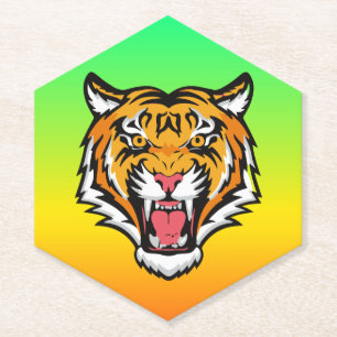 Roaring Tiger Head-25818 Kartonnen Onderzetters