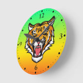 Roaring Tiger Head-25818 Ronde Klok (Hoek)