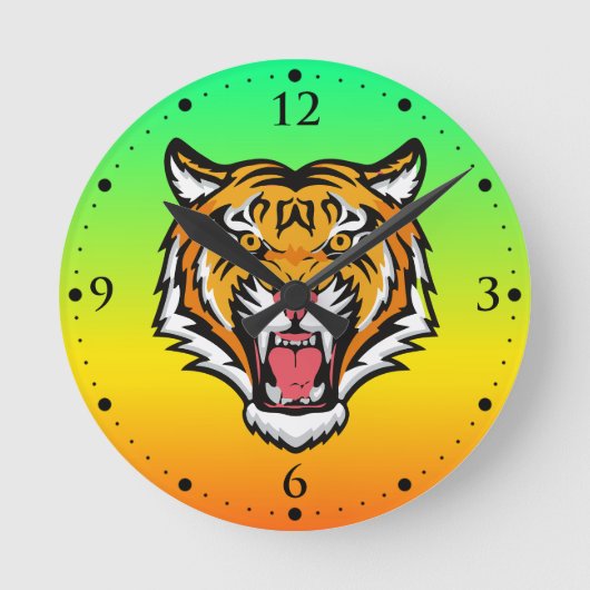 Roaring Tiger Head-25818 Ronde Klok (Voorkant)