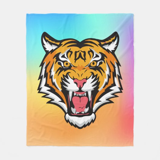 Roaring Tiger Head-25818 Travel Mug Fleece Deken (Voorkant)